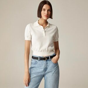 NWT J. Crew Short-sleeve Sweater-polo Premium Ultra-fine Cotton White Ivory